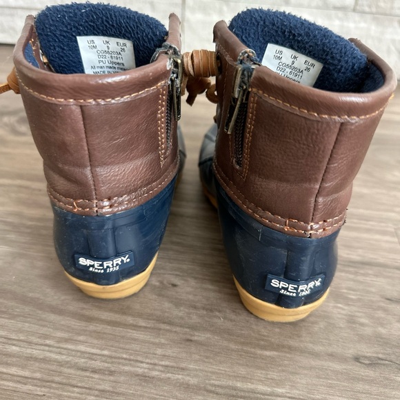 Sperry Saltwater Duckboot Navy & Brown Toddler Size 10M - Picture 3 of 10